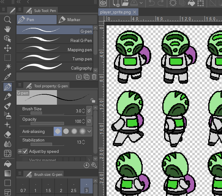 Screenshot of Clip studio, with the player asset