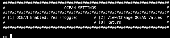 A screenshot of OCEAN Perosnality settings allowing the user to toggle if the setting is enabled - and to change the values