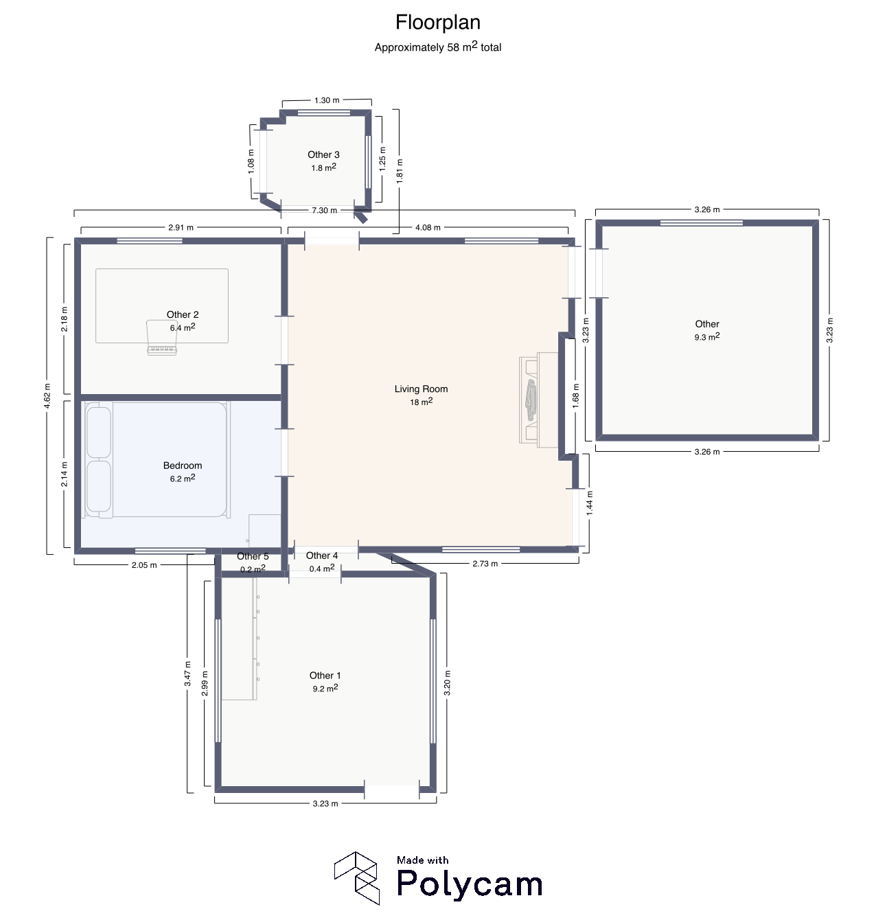 Floor plan of derelict bungalow