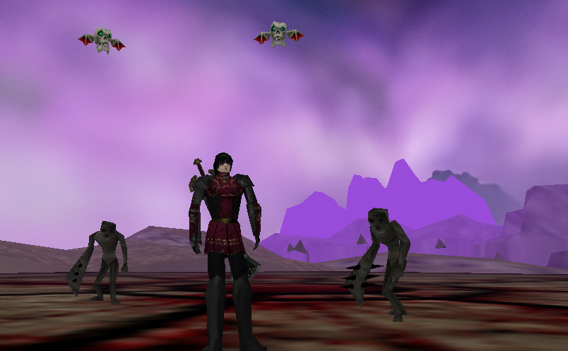 Skulls and Redeads surrounding the player in the arena