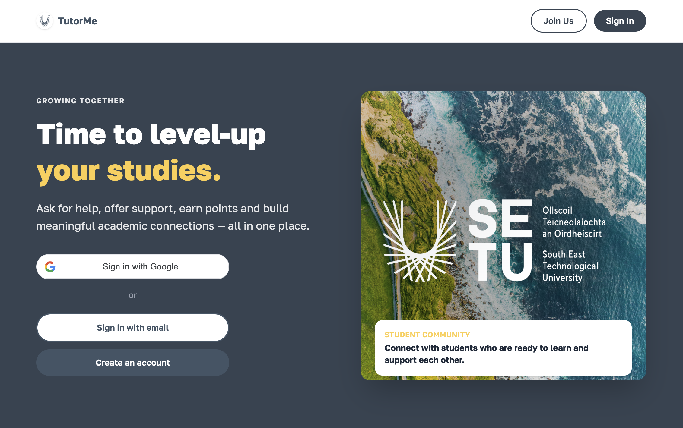 TutorMe landing page