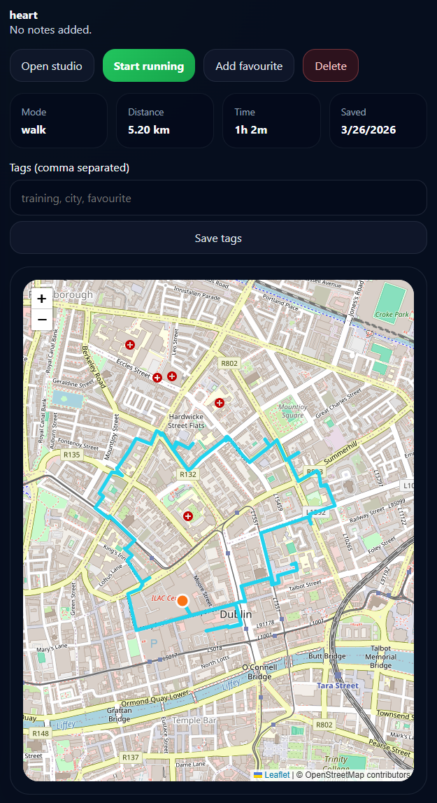 Generated route result