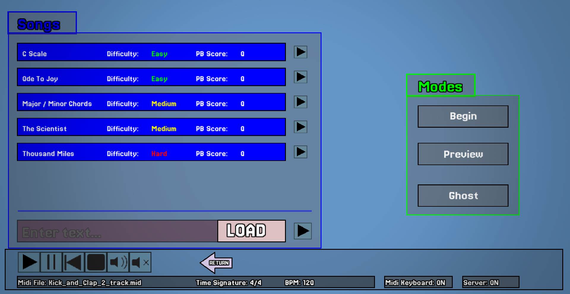 Practice mode screenshot